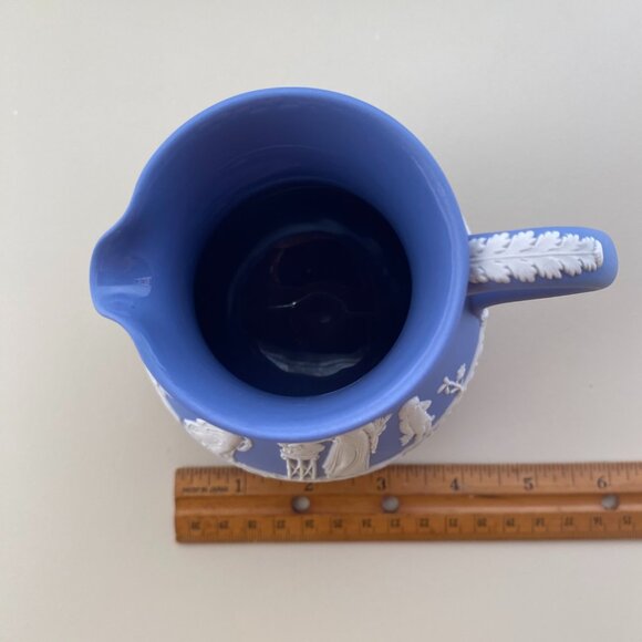 Wedgwood Blue Jasperware Etruscan Jug with White Motif - Picture 9 of 10